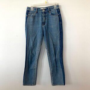 High Rise Straight Denim with Side Stripe